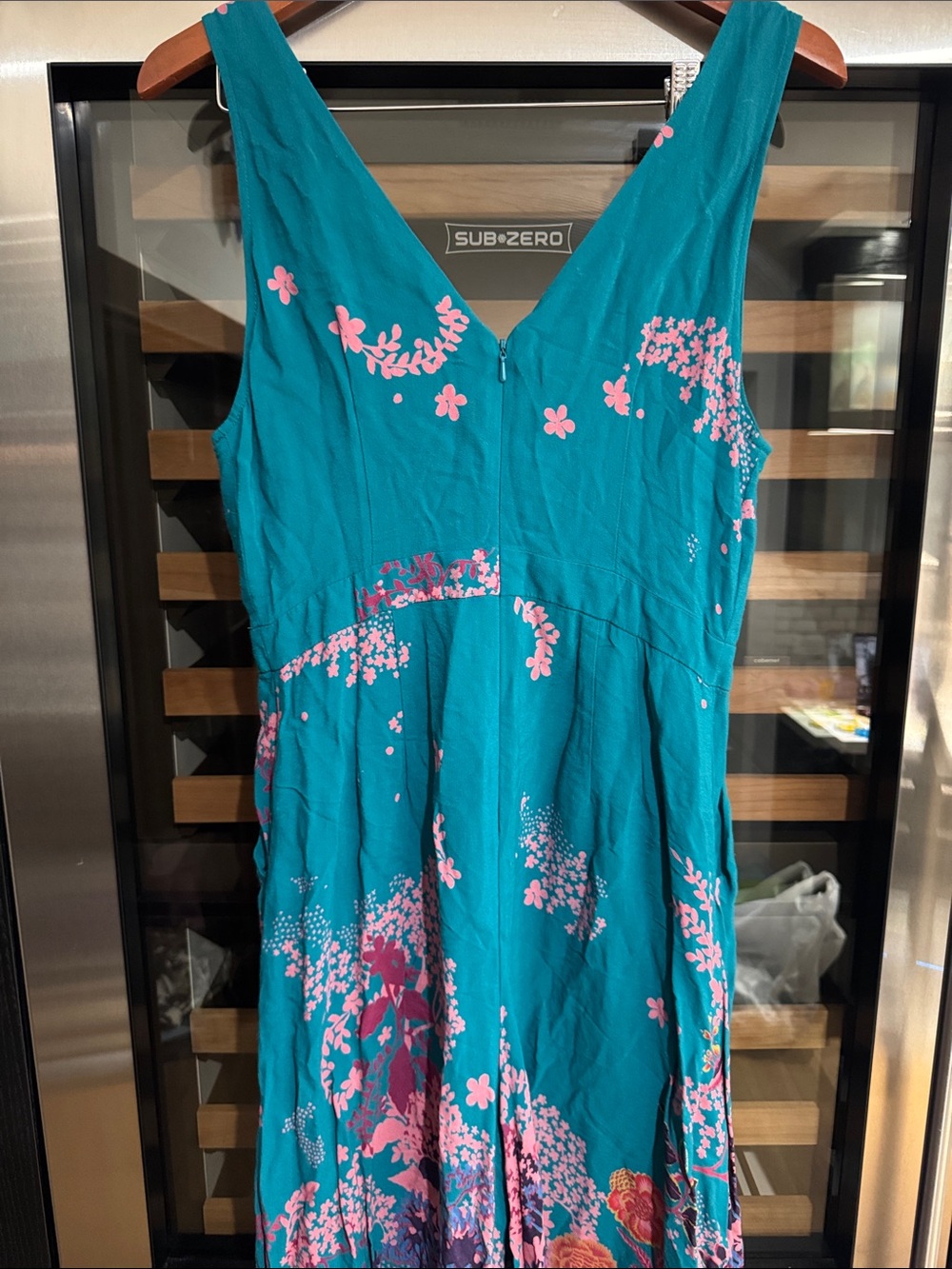 Maeve Anthropologie Teal Floral Wide Leg Jumpsuit Size 10 Boho Resort - Picture 6 of 6
